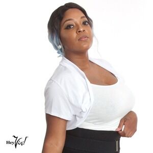 White Fitted Bolero Shrug Cropped Jacket Top w Open Front Sz Small B34 - Hey Viv